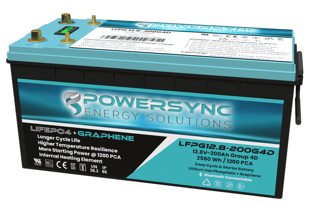 200AH Group 4D LIFEPO4 + GRAPHENE Dual Purpose Starter & Deep Cycle Battery
