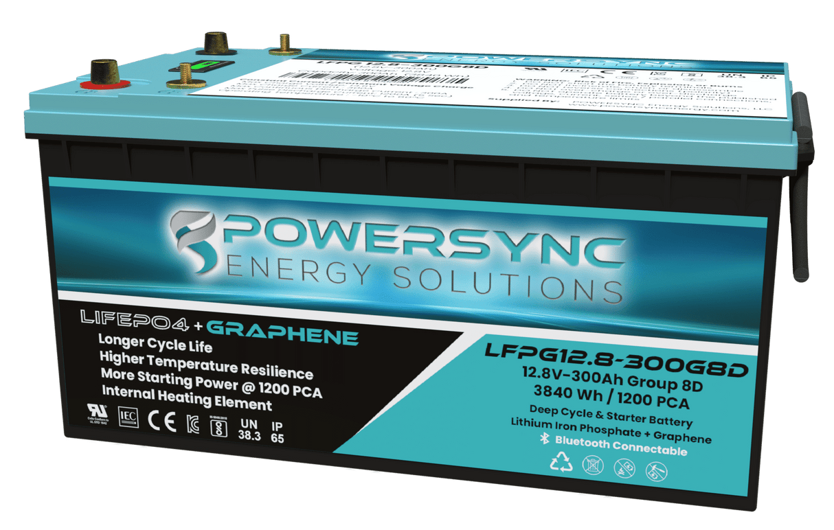 300AH Group 8D LIFEPO4 + GRAPHENE Dual Purpose Starter & Deep Cycle Battery