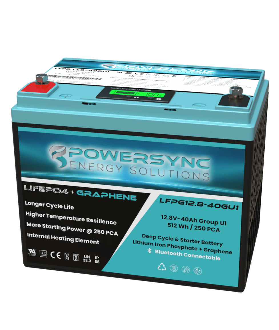 40AH Group U1 LIFEPO4 + GRAPHENE Dual Purpose Starter & Deep Cycle Battery