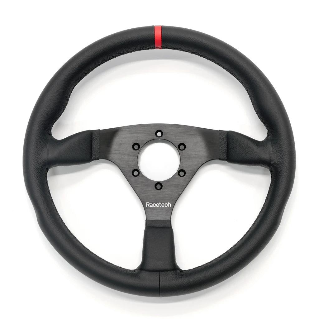 Racetech Flat Leather Steering Wheel - 350mm
