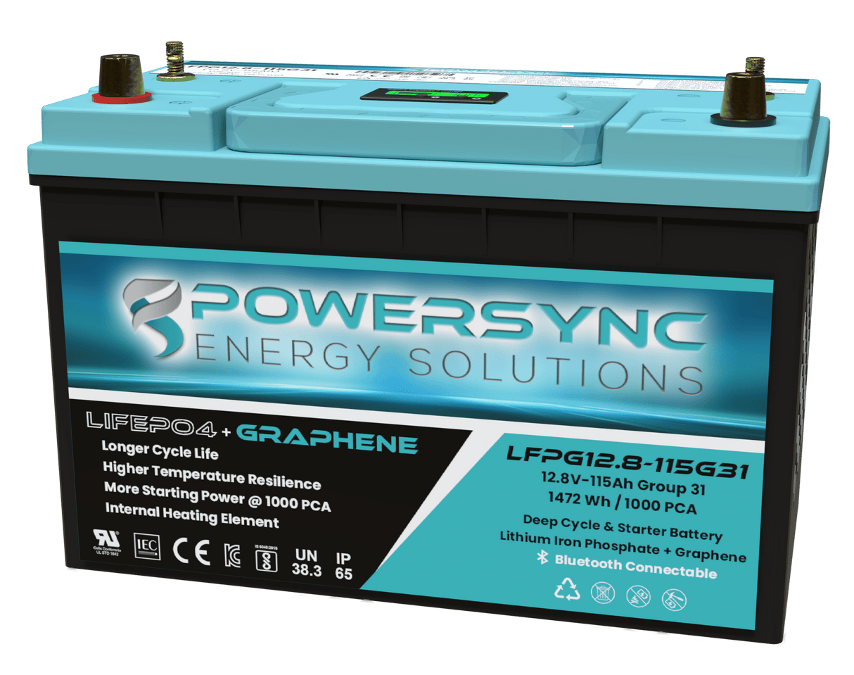 115AH Group 31 LIFEPO4 + GRAPHENE Dual Purpose Starter & Deep Cycle Battery