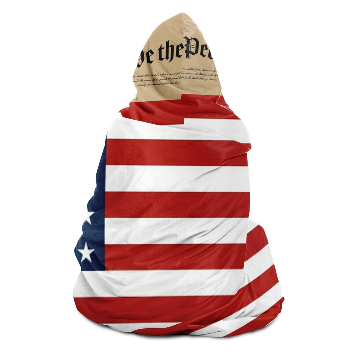 US Flag Hooded Blanket with Preamble