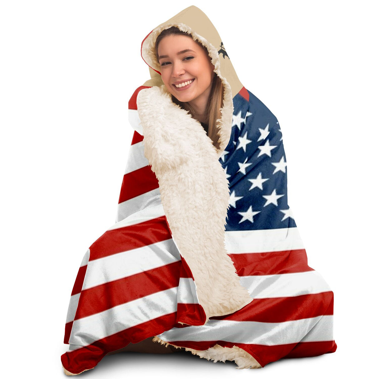 US Flag Hooded Blanket with Preamble