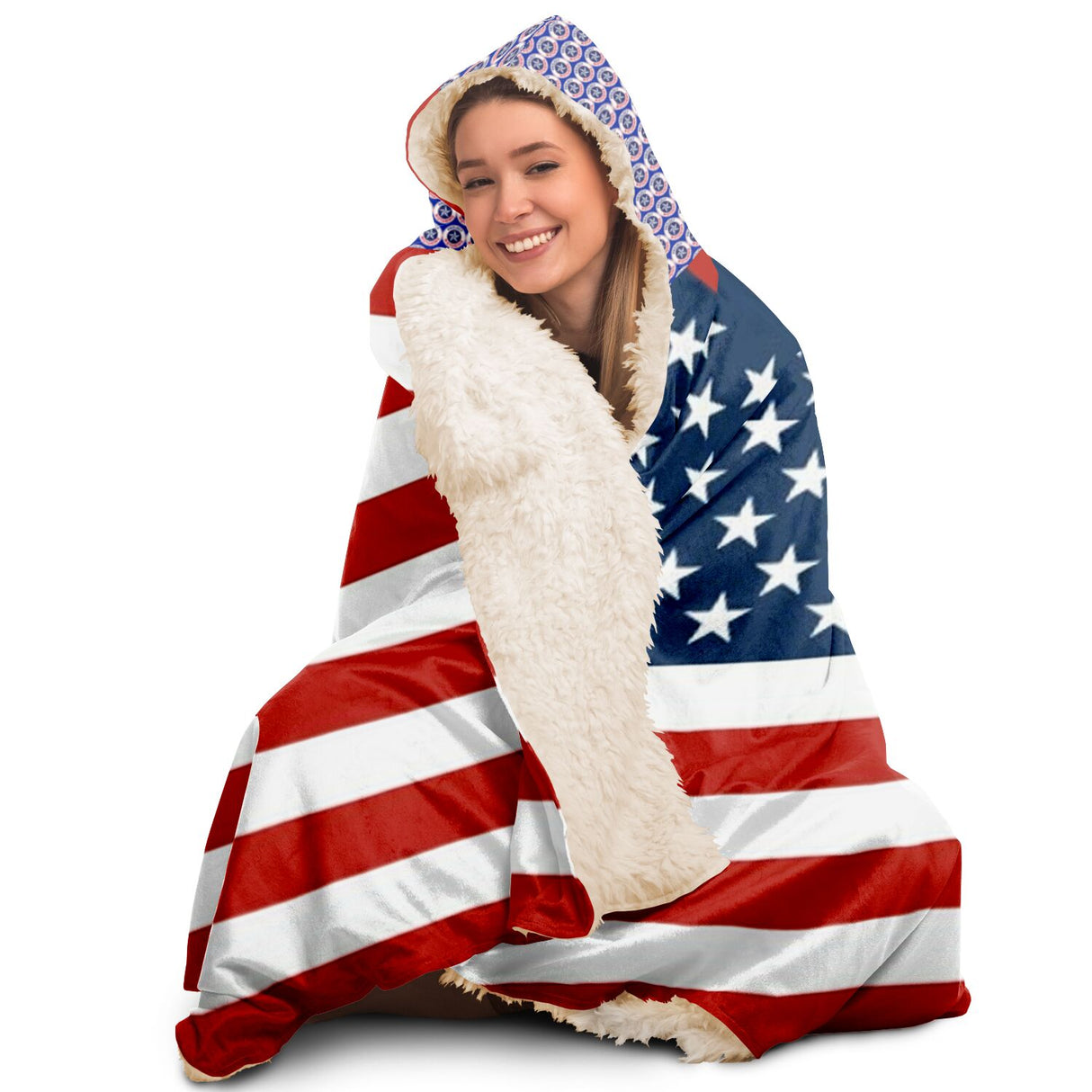 US Flag Hooded Blanket