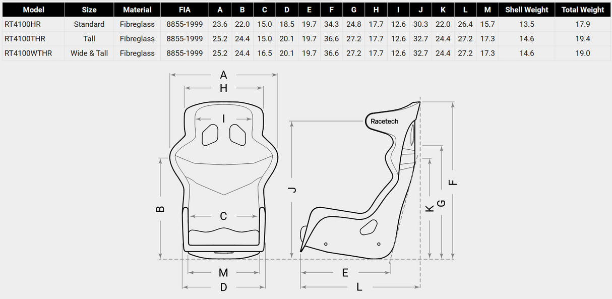 Racetech RT4100HR Racing Seat