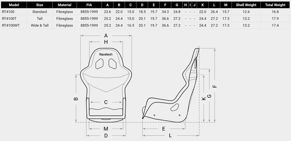 Racetech RT4100 Racing Seat