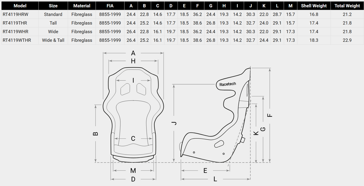 Racetech RT4119 Racing Seat