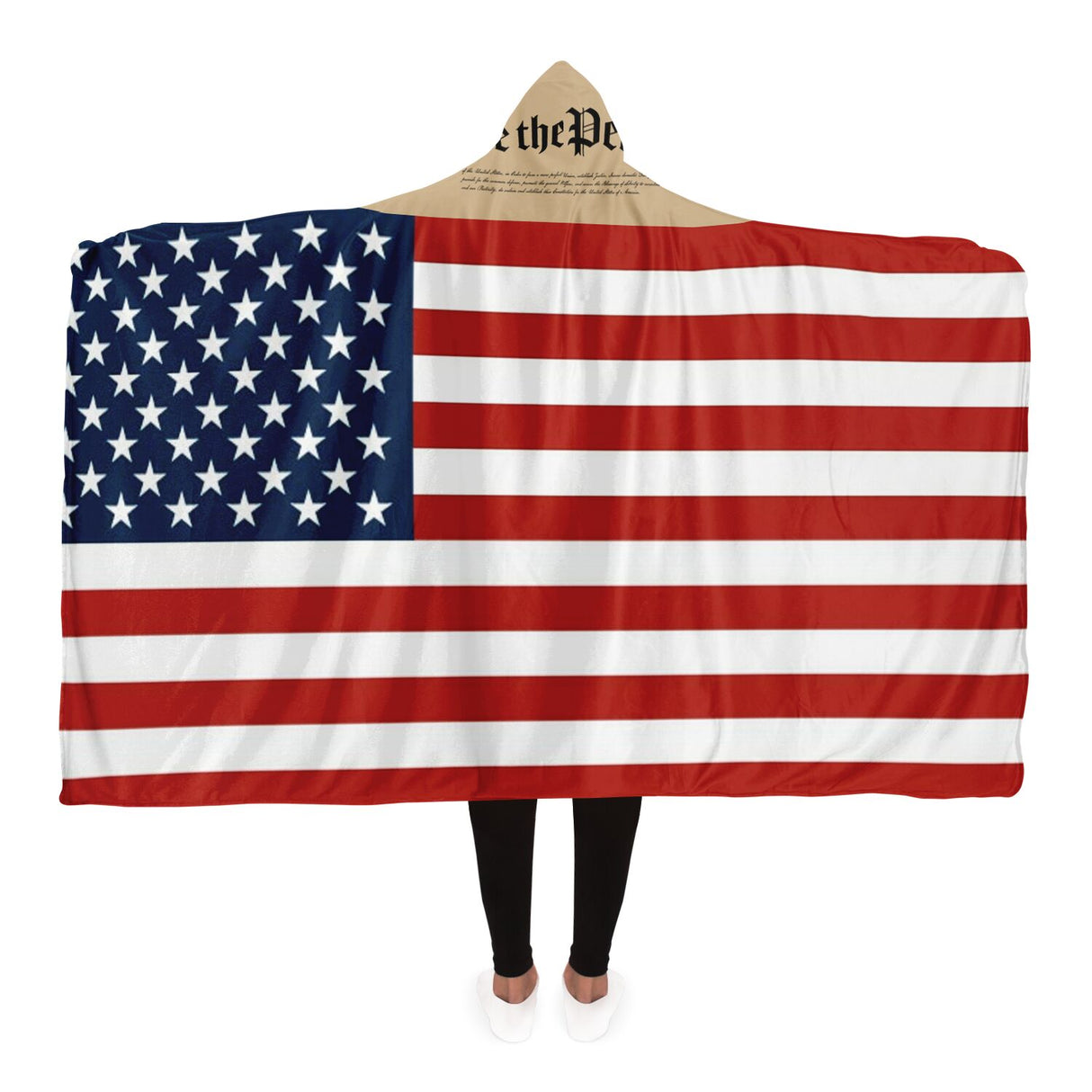 US Flag Hooded Blanket with Preamble