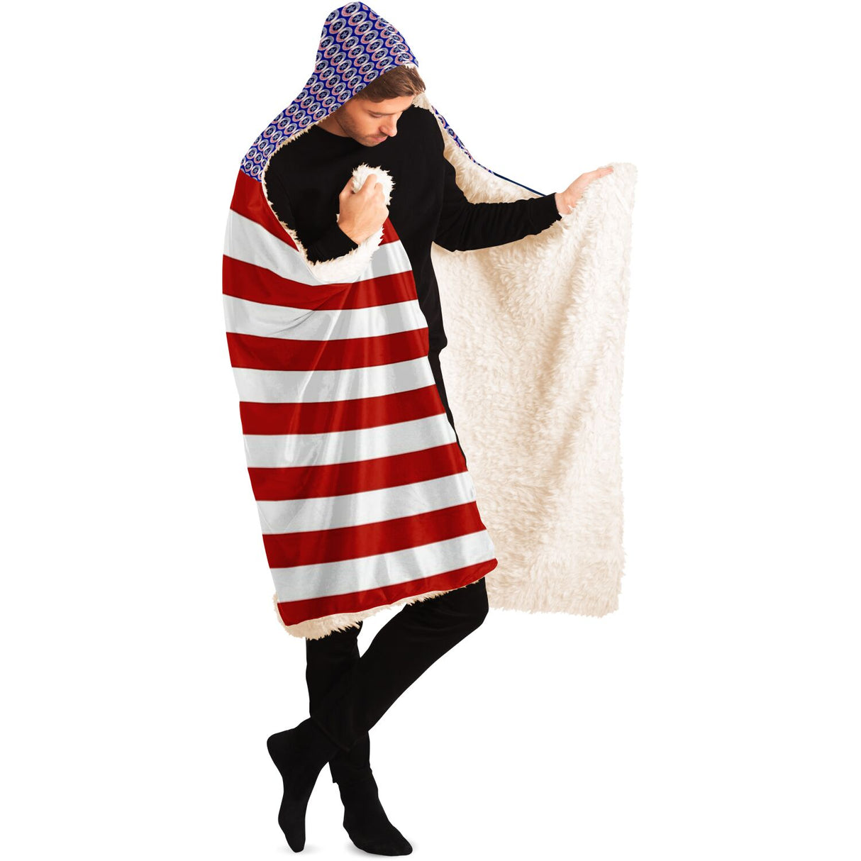 US Flag Hooded Blanket